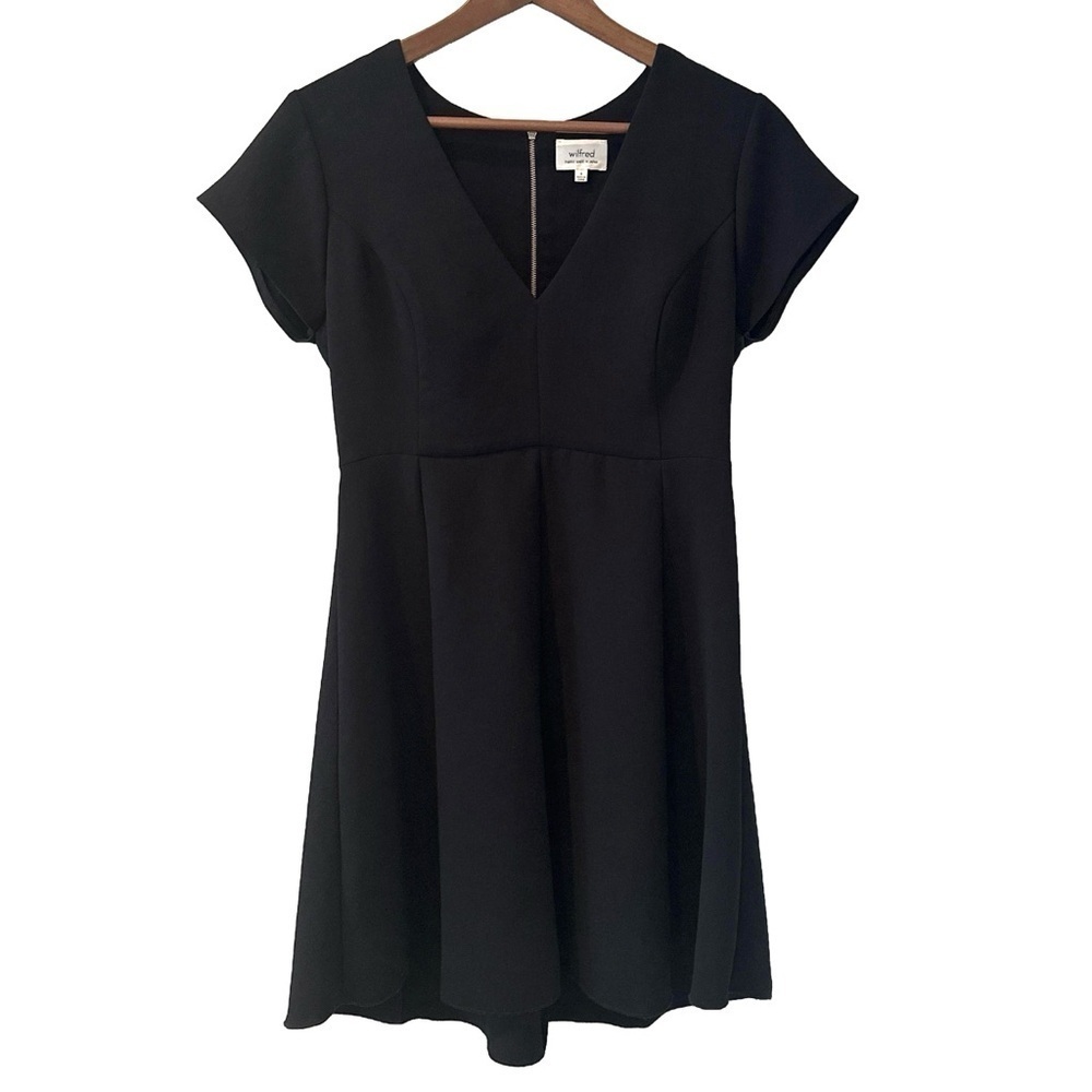 WILFRED ARITZIA Fit and Flare Skater Mini Dress Black Women's 8